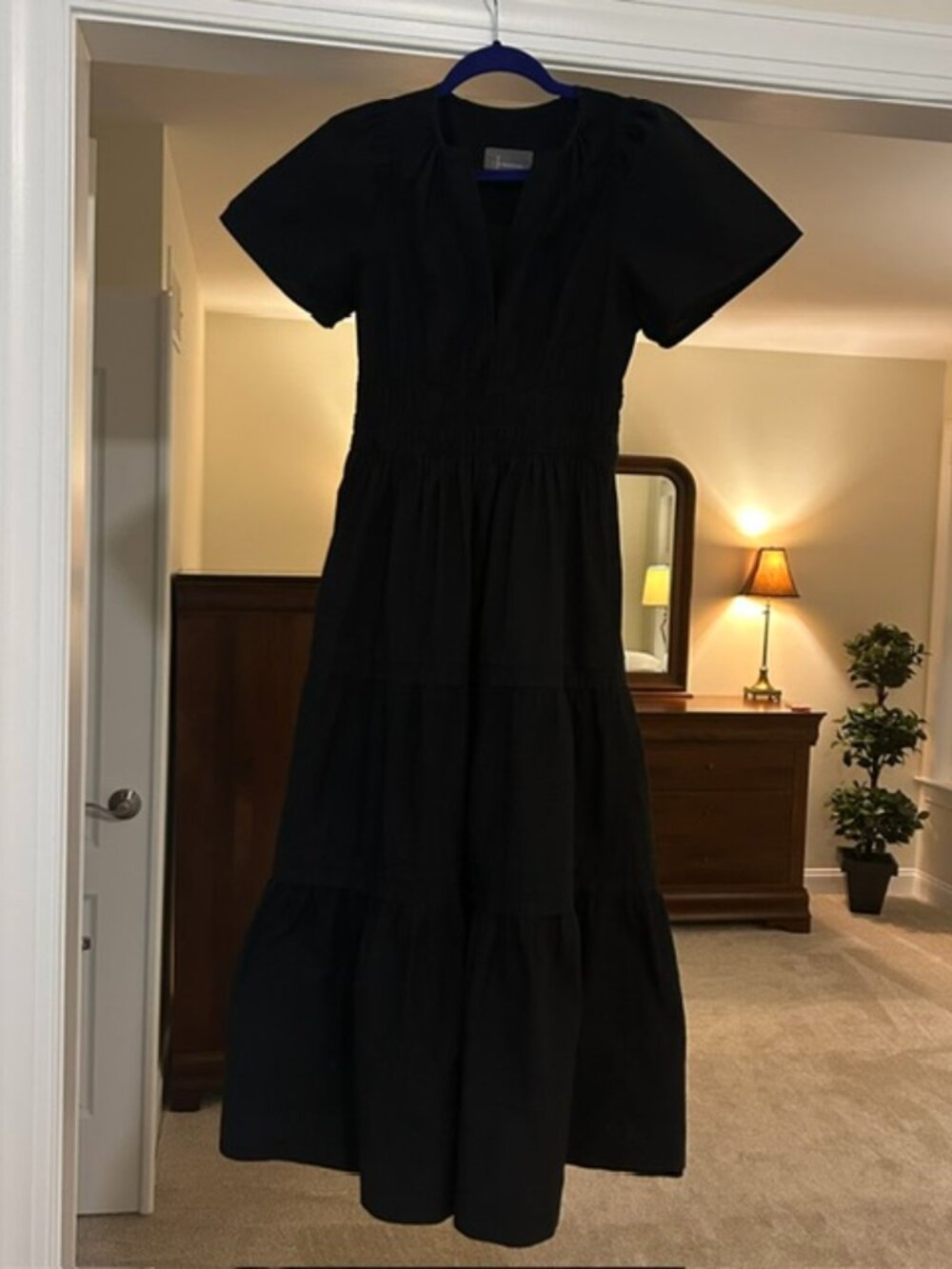 Anthropologie Black Tiered Midi/Maxi Dress – XS Petite